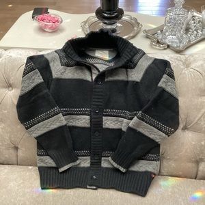 Mens grey and black cardigan sweater